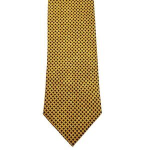 Fratelli‎ Men's Handmade in Italy Gold Black Micro Check 100% Silk Tie Necktie